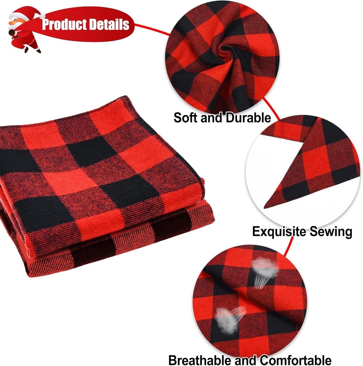 2-Pack Christmas Dog Bandanas – Classic Buffalo Red Plaid Pet Scarves for Small to Extra-Large Dogs, Cats & Pets – Holiday Costume Accessories