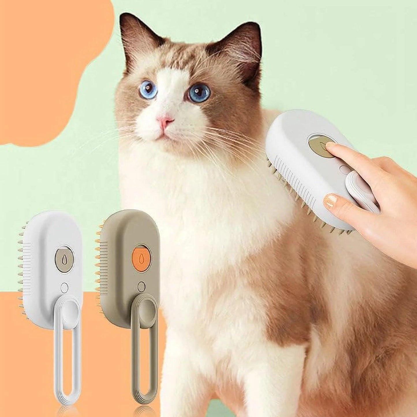 Cat Steam Brush, 3 in 1 Self Cleaning Cat Steamy Pet Brush Steamer Brush for Massage for Removing Tangled and Loosse Hair (White)