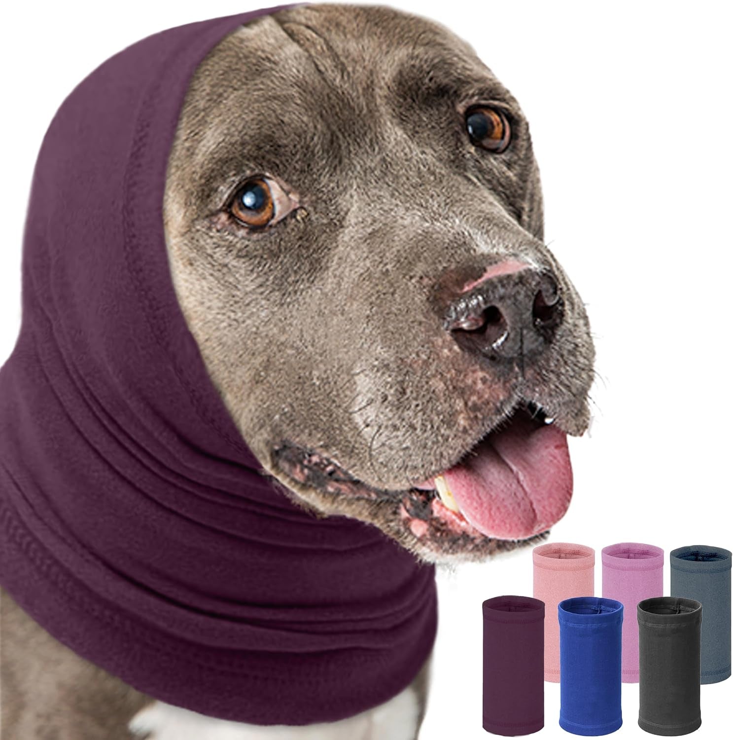 Purple Calming Dog Ear Cover - Noise Protection & Anxiety Relief for Dogs and Cats | Dog Ear Muffs & Calming Hood, Large Size Headband for Pet Comfort