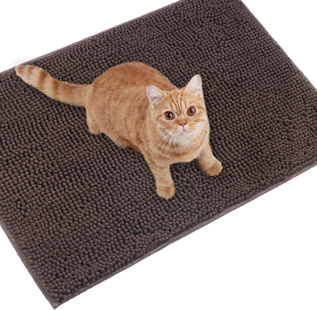 Cat Litter Mat 31’’ x 20’’ – Waterproof, Non-Slip, Litter Trapping Rug, Soft on Paws, Machine Washable, Durable Grey Kitty Mat for Easy Cleanup