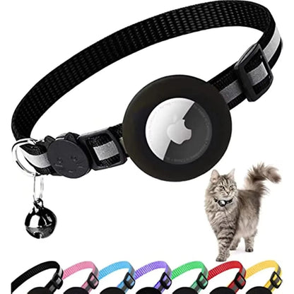 Breakaway Reflective Cat Collar with Airtag Holder & Bell – ATUBAN Adjustable Kitten Collar for Apple AirTag, Safe for Girl & Boy Cats (0.4 Inches)