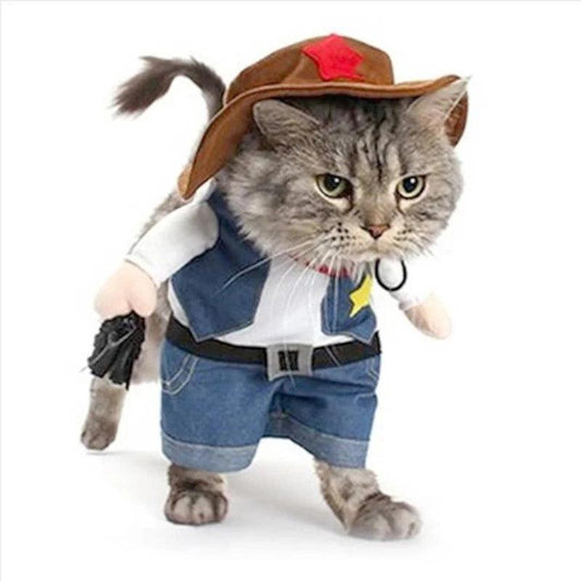 Funny Cowboy Jeans Hoodie Costume for Dogs and Cats | Halloween Jumpsuit & Pet Clothes