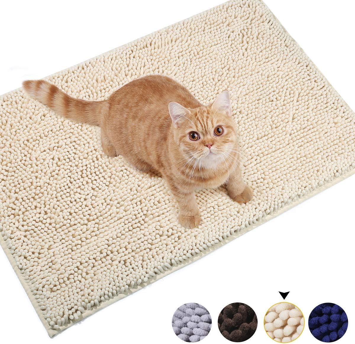 Cat Litter Mat 31’’ x 20’’ – Waterproof, Non-Slip, Litter Trapping Rug, Soft on Paws, Machine Washable, Durable Grey Kitty Mat for Easy Cleanup