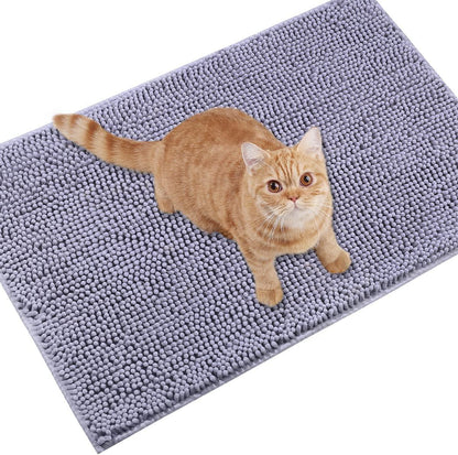 Cat Litter Mat 31’’ x 20’’ – Waterproof, Non-Slip, Litter Trapping Rug, Soft on Paws, Machine Washable, Durable Grey Kitty Mat for Easy Cleanup