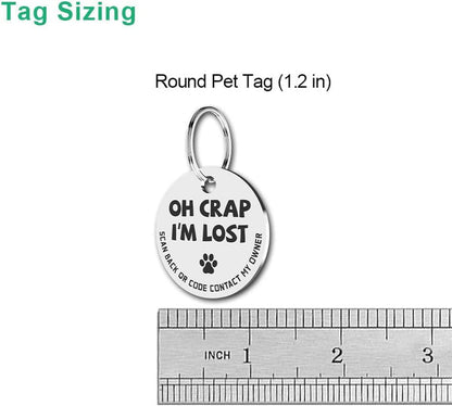 Stainless Steel QR Code Pet ID Tags Dog Tags - Pet Online Profile - Scan QR Receive Instant Pet Location Alert Email