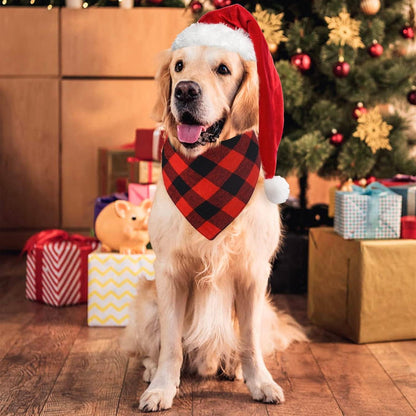 2-Pack Christmas Dog Bandanas – Classic Buffalo Red Plaid Pet Scarves for Small to Extra-Large Dogs, Cats & Pets – Holiday Costume Accessories