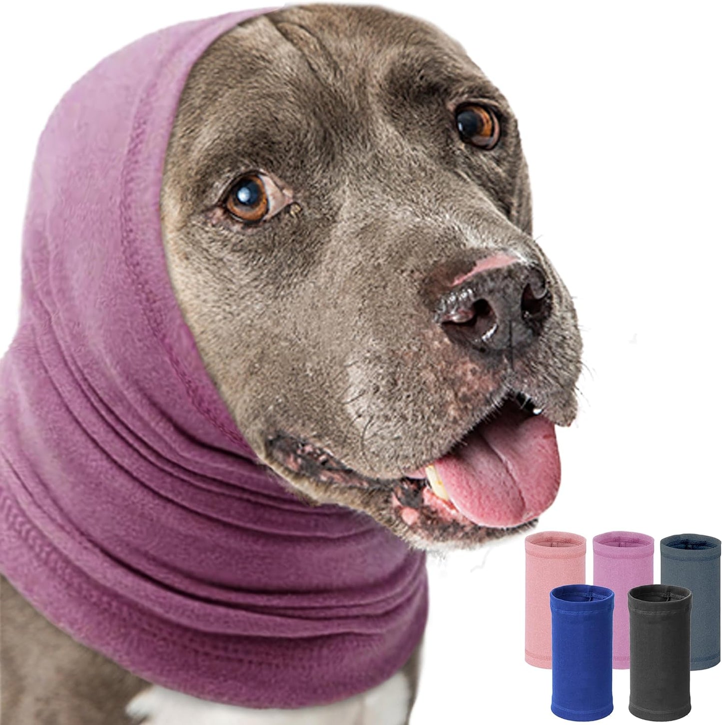 Purple Calming Dog Ear Cover - Noise Protection & Anxiety Relief for Dogs and Cats | Dog Ear Muffs & Calming Hood, Large Size Headband for Pet Comfort