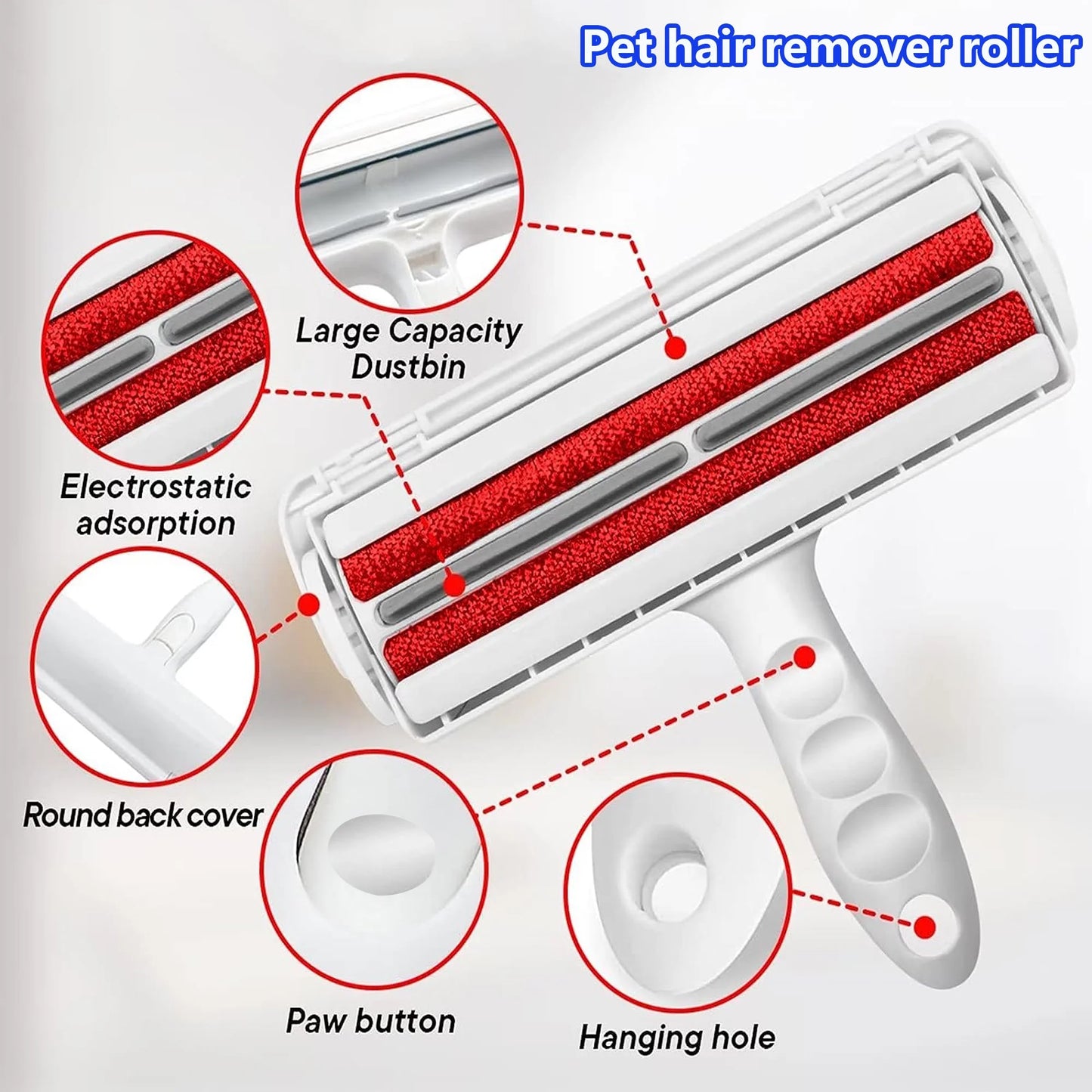 Reusable Lint Brush Roller for Pet Hair Removal – Cat & Dog Hair Remover for Furniture, Couch, Carpet, Car Seats & Bedding