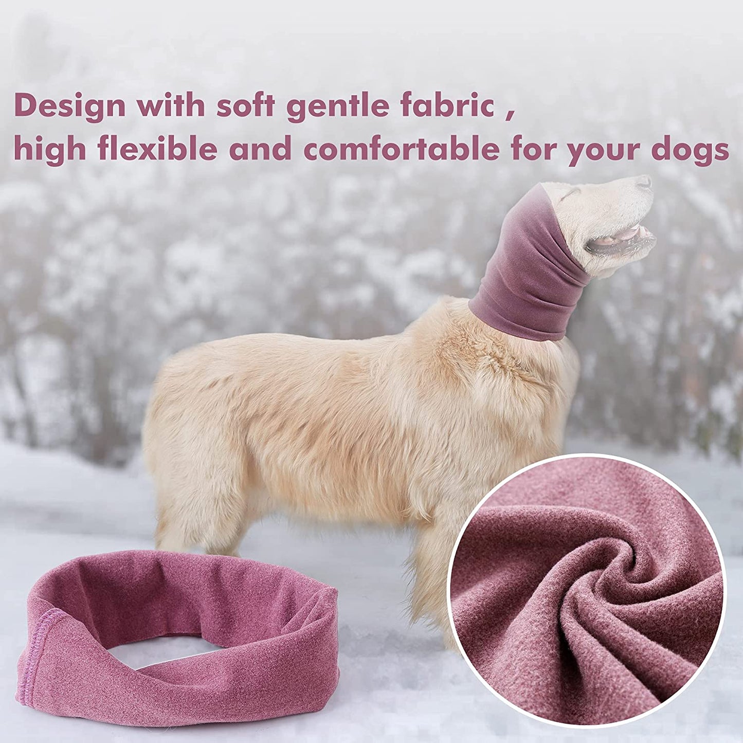 Purple Calming Dog Ear Cover - Noise Protection & Anxiety Relief for Dogs and Cats | Dog Ear Muffs & Calming Hood, Large Size Headband for Pet Comfort