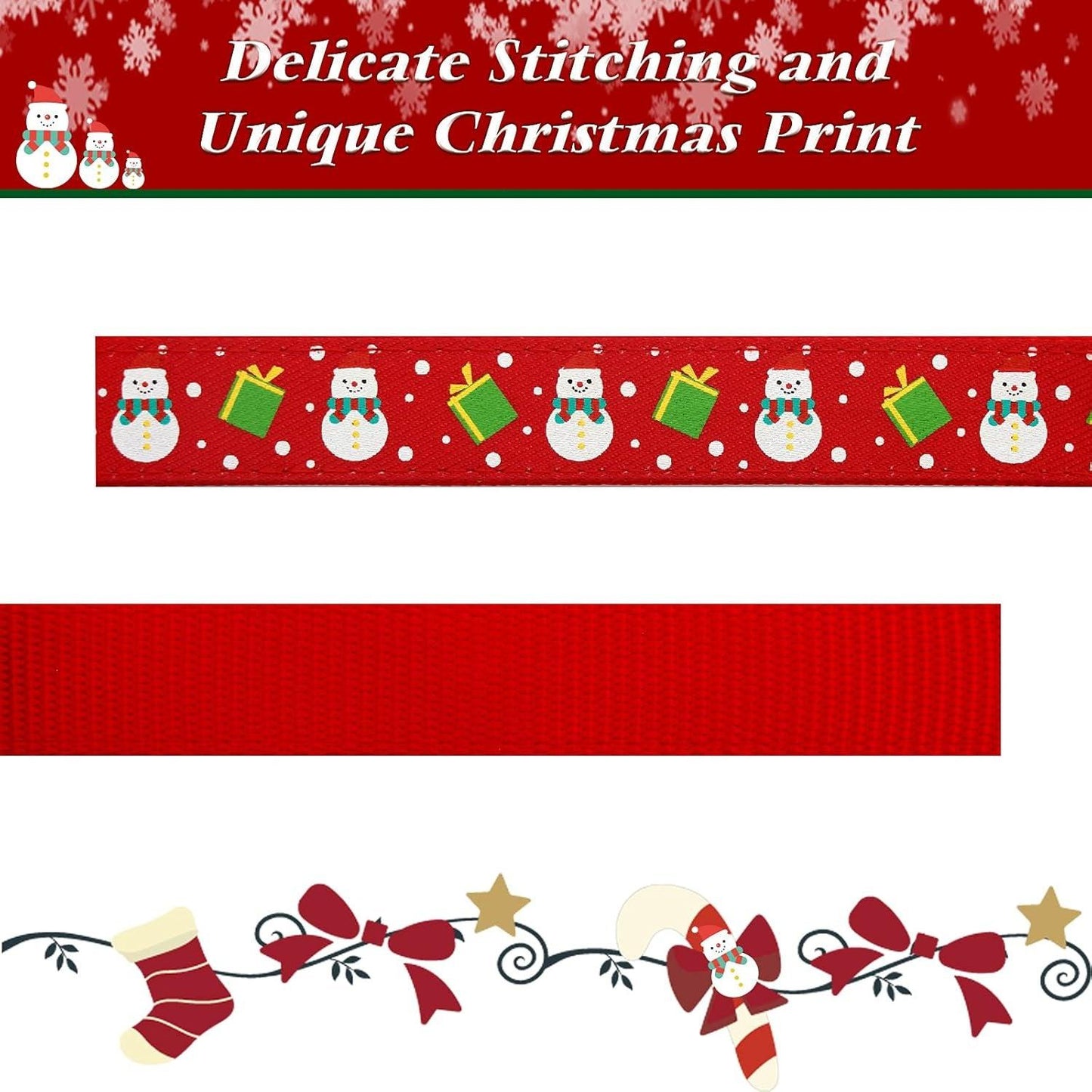 Adjustable Christmas Dog Collar with Antler Bow Tie & Snowman Accessories – Festive Holiday Dog Collar for Medium Dogs