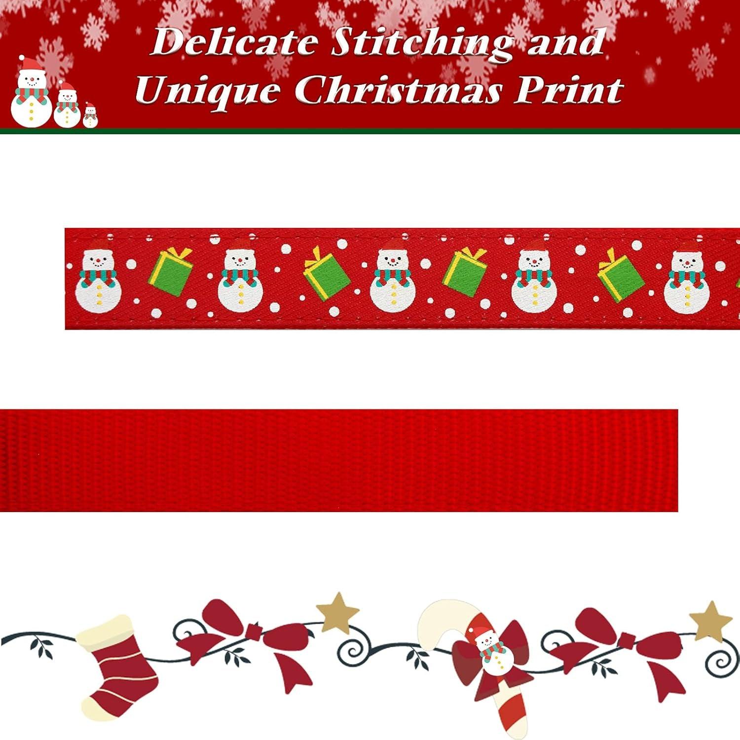 Adjustable Christmas Dog Collar with Antler Bow Tie & Snowman Accessories – Festive Holiday Dog Collar for Medium Dogs