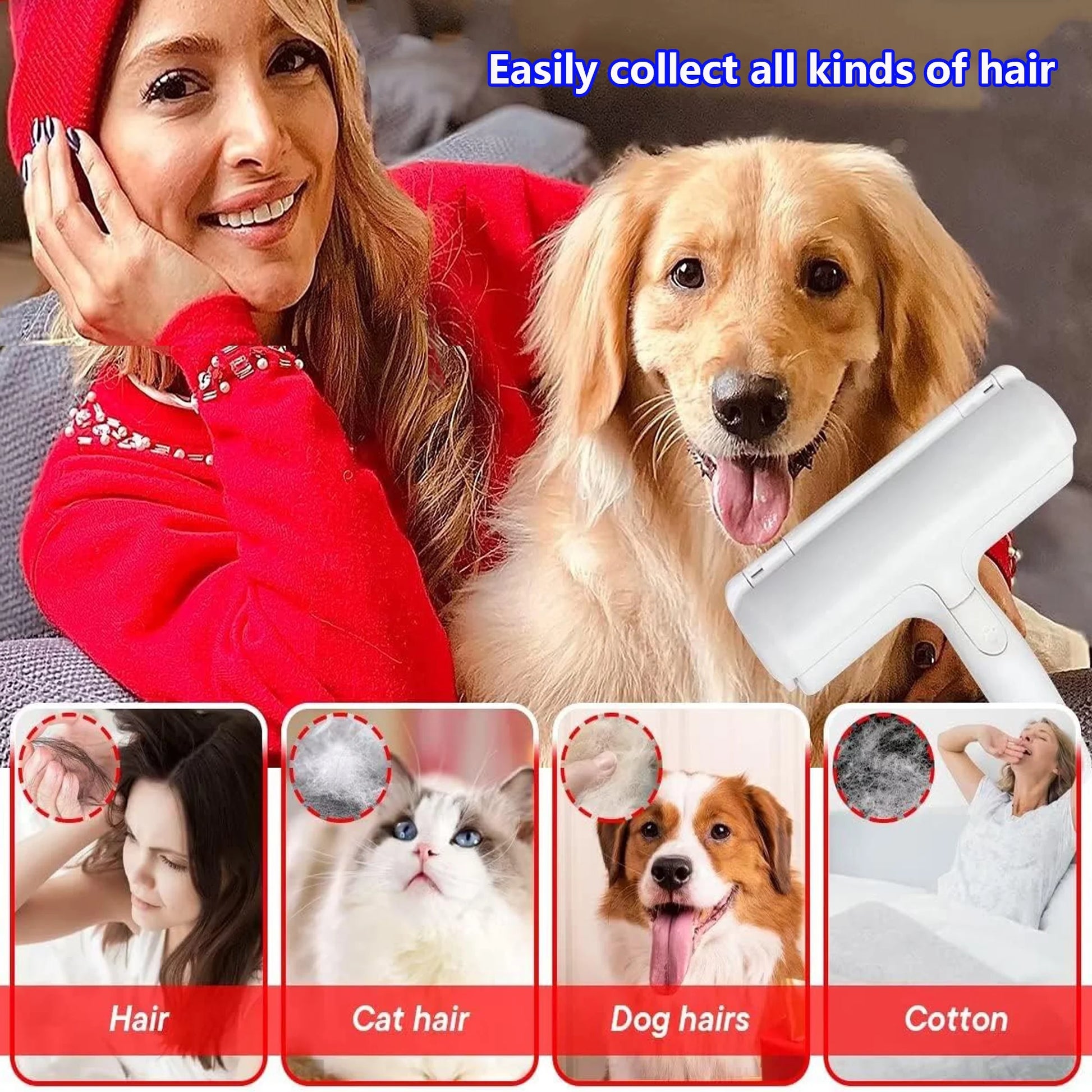 Reusable Lint Brush Roller for Pet Hair Removal – Cat & Dog Hair Remover for Furniture, Couch, Carpet, Car Seats & Bedding